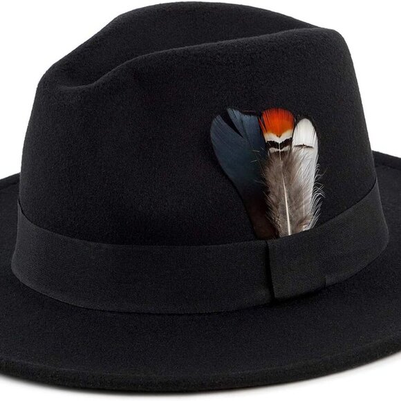 Classic Fedora Hats for Men & Women Wide Brim Felt Hat Panama Dress Fedora Hat